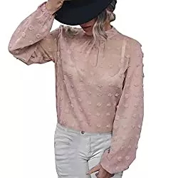 LLPP Langarmblusen Damen Sommer Chiffon Blusen V Ausschnitt Langarm Elegant Casual Loose Flowy Solid T Shirts Tunika Tops