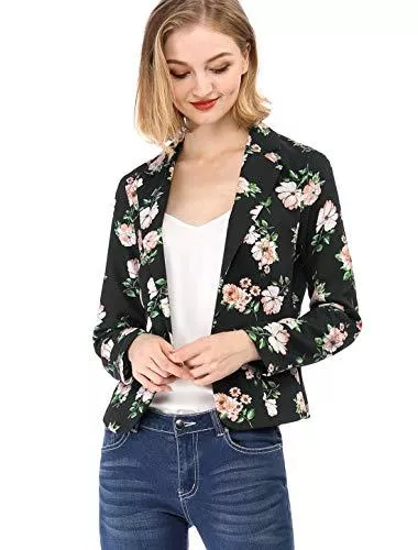 Allegra K Blazer Allegra K Damen Langarm Offen Revers Blumen Blazer Jacke