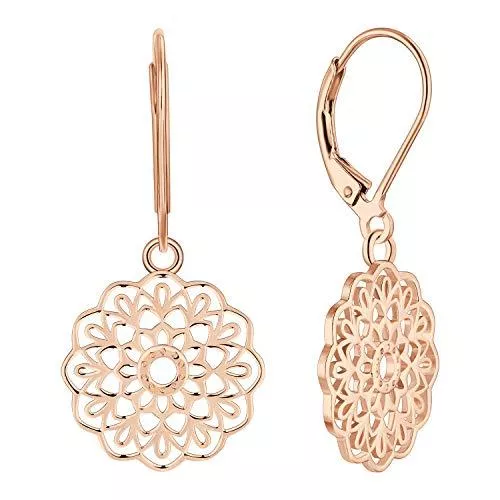 JO WISDOM Schmuck JO WISDOM Damen Ohrringe Mandala Ohrhänger Silber 925,Hängende Blume des Lebens Yoga Amulett Medaillon Religiöser Schmuck