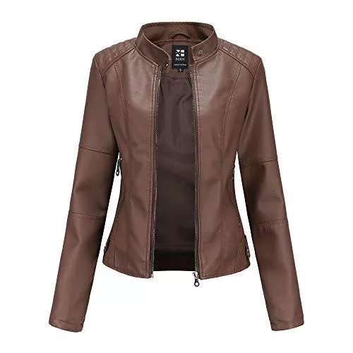 GITVIENAR Jacken GITVIENAR Damen Casual Jacke Kunstleder Bomberjacke Motorradjacke Mantel Bikerjacke mit Reißverschluss für Herbst Frühling