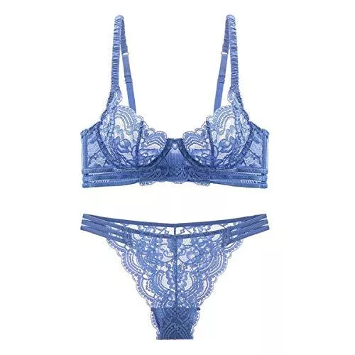 Guoeappa Unterwäsche & Dessous Damen Sexy Weiche Spitze Dessous Set Durchsichtige Unterwäsche Floral Spitze Bügel Sheer BH und Panty Set