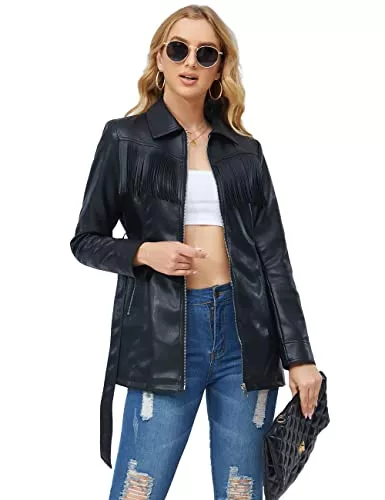 Giolshon Jacken Giolshon Damen Lederjacke Kunstleder Bikerjacke Herbst Beiläufig Weiche Kurz Mantel