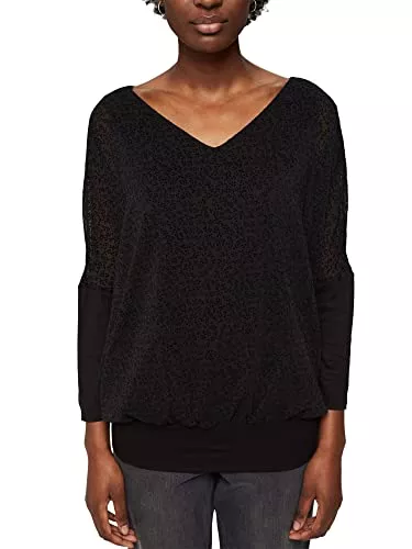 ESPRIT Langarmblusen ESPRIT Chiffonbluse mit Muster in Samtoptik