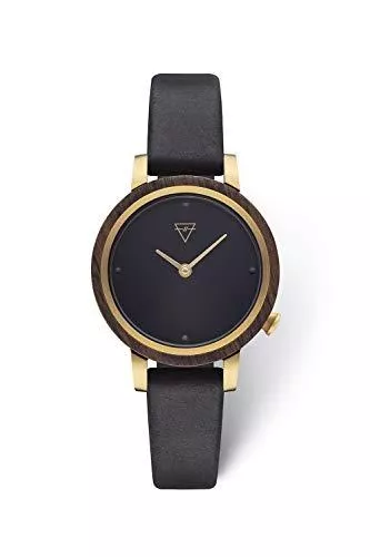 KERBHOLZ Uhren KERBHOLZ Holzuhr – Masterpieces Collection Luise analoge Damenuhr, Quarz Uhr mit Naturholz Gehäuse, echtes Lederarmband, Durchmesser 30mm