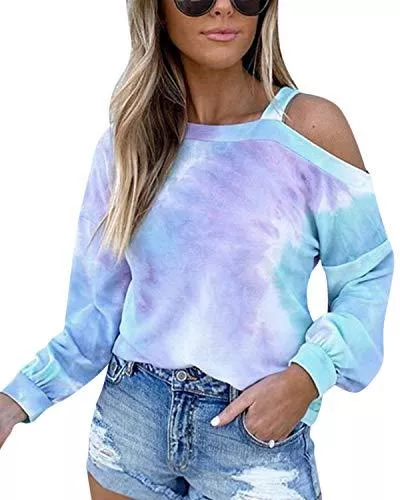 ZANZEA Langarmblusen ZANZEA Damen Bluse Schulterfrei T-Shirt Kurzarm/Langarmshirts Carmenbluse Cut Out Top Oberteil