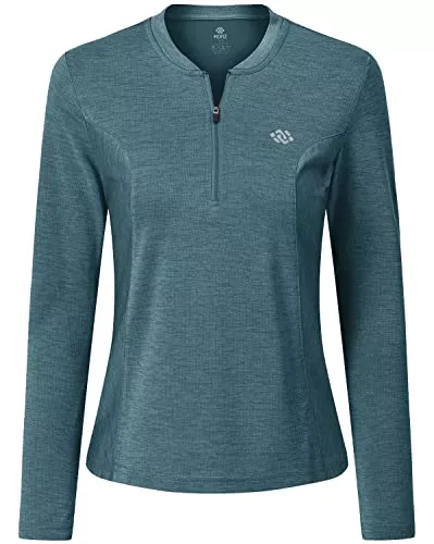 MoFiz Langarmshirts MoFiz Sportshirt Damen Langarm Sweatshirt Tops Fitness Langarmshirt Einfarbig Casual Laufshirt mit Halb Reißverschluss