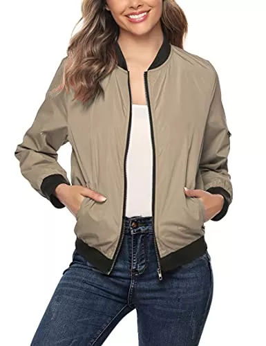 NC Jacken NC Damen leichte Jacke Bomberjacke Light Kurz Bomber Jacket Windbreaker Kurzjacke Sportwear Bikerjacke für Fruhling Herbst