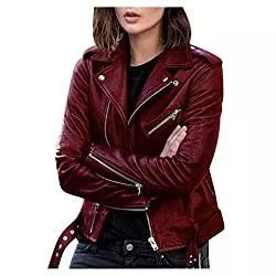 Onsoyours Jacken Onsoyours Damen PU Lederjacke Bikerjacke mit Reißverschluss Kurze Jacke Herbst Frühling Lederjacke im Bikerjacke