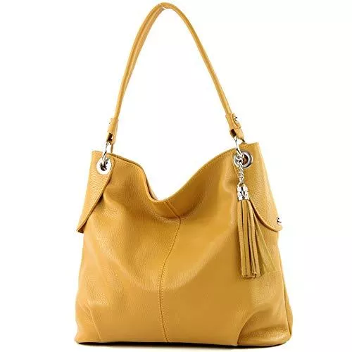 modamoda de Taschen & Rucksäcke modamoda de - T185 - ital. Damen Schultertasche aus Leder