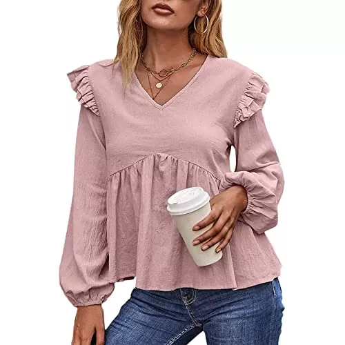 Celmia Langarmblusen Celmia Langarmshirt Winter Blusen & Tuniken für Damen Oberteile Elegant Bluse Damen Herbst Casual T-Shirt