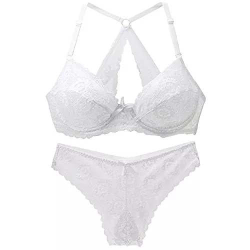 GANGCHENG Unterwäsche & Dessous GANGCHENG Damen Spitze Bügel Ungepolstert BH Sexy Softschalen Tüll Cup Höschen Dessous Set
