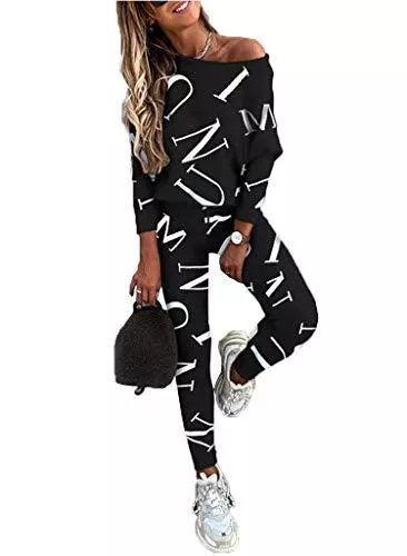 Onsoyours Kostüme & Blazer Onsoyours Damen Sportanzug Traingsanzug Jogginganzug Frauen 2 Teilig Freizeitanzug Set Mode 2 Stück Set aus Sweatshirt mit Jogginghose Bequem Freizeitanzug