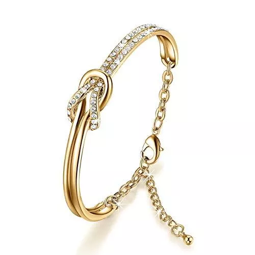 NINAMAID Schmuck NINAMAID Damen-Armband mit Klare Swarovski Kristalle Element Vergoldet Armbander for Damen 7 Inches