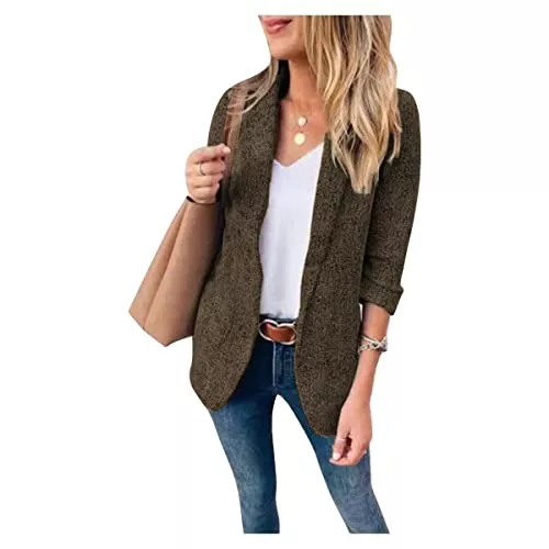 Qiribati Blazer Qiribati Frauen Strickjacke Anzug Blazer Casual Revers Blazer Jacke Arbeitsbüro Mantel Anzug Jacke