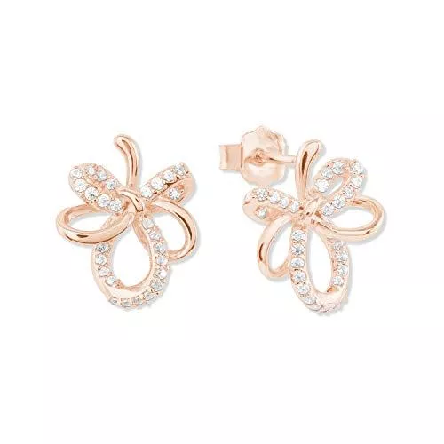 Amor Schmuck Amor Ohrstecker für Damen, Sterling Silber 925, Zirkonia (synth.) Blatt