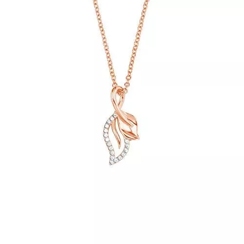 Amor Schmuck Amor Kette mit Anhänger für Damen, Sterling Silber 925, Zirkonia (synth.) Blatt
