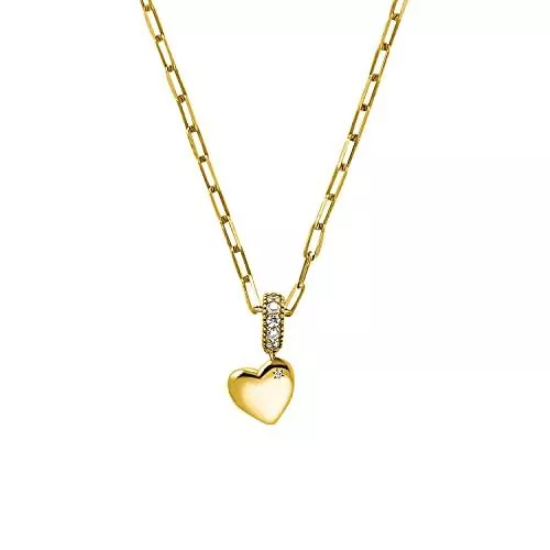 Amor Schmuck Amor Kette mit Anhänger für Damen, Sterling Silber 925 vergoldet, Glas | Herz