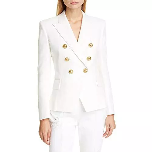 Semen Blazer Semen Blazer Damen Elegant Tailliert Business Anzug Basic Geschäftssjacke Zweireihiger Blazer mit Revers