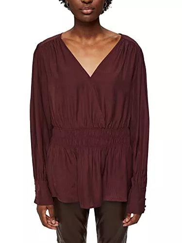 ESPRIT Langarmblusen ESPRIT Collection Bluse in Wickeloptik, LENZING™ ECOVERO™