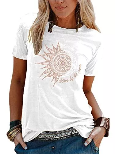 Abtel T-Shirts Abtel Sommer Damen T-Shirt Sunflower Print Muster Kurzarm Rundhalsausschnitt Basic Kurzarm Lose Damen Rundhals Casual Top