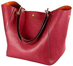 SQLP Taschen & Rucksäcke SQLP Taschen Handtaschen Damen Einfach Henkel Tasche Elegant wasserdichte Handtasche Kunstleder Schultertasche (Rot)