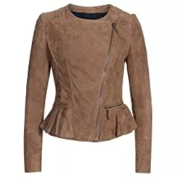 Gaudi-Leathers Jacken Gaudi-Leathers Super weiche Damen Lederjacke aus Ziegenvelours Bikerjacke Größe XS bis XL