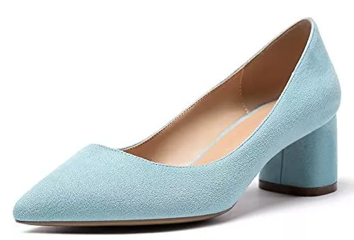 Mettesally High Heels Mettesally Damen Mittelhohem Blockabsatz Heel Pumps Spitze Geschlossene Zehen Sexy Elegant Pumps Abend Hochzeitsclub Büro Kleid Schuhe