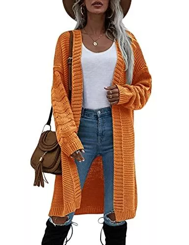 MAYFASEY Strickjacken MAYFASEY Damen Offene Front Langarm Boho Boyfriend Strick Grobstrick Strickjacke