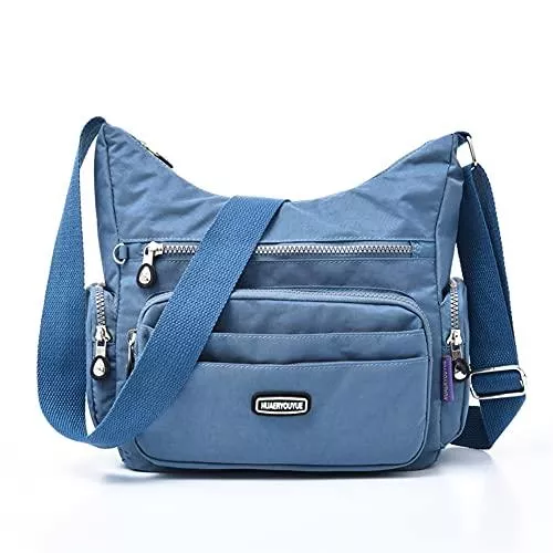 Estwell Taschen & Rucksäcke Estwell Umhängetasche Damen Kleine Schultertasche Handtasche Damentasche Wasserdicht Nylon Multifunktionale Crossbody Bag für Arbeit Schule Shopper (Blau)