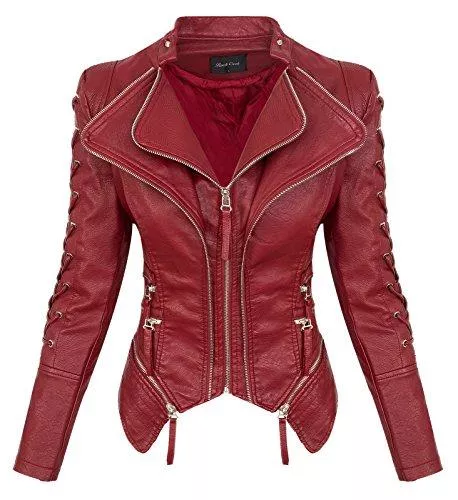 Rock Creek Jacken Rock Creek Damen Kunstleder Jacke Übergangs Jacke Leder Optik Bikerjacke D-365 S-XL