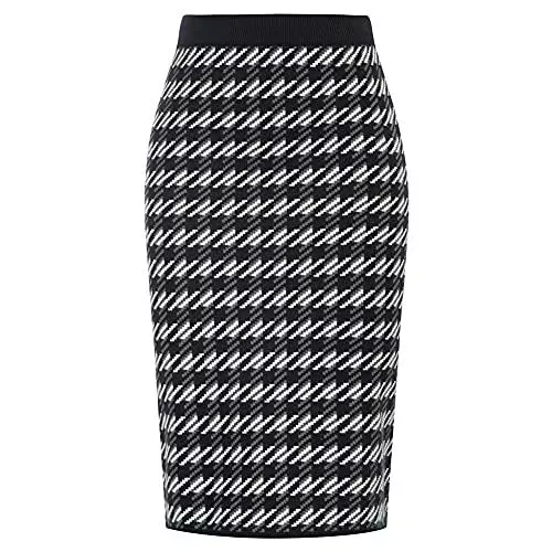 Kate Kasin Röcke Kate Kasin Damen Strickrock Sommer High Waist Elastischer Bund Rückenschlitz Bodycon Rock Elegant Bleistiftrock Abendrock Vintage Casual Rock KK0379S22