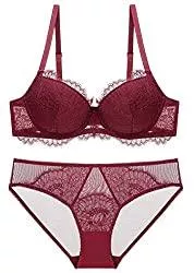 SHEKINI Unterwäsche & Dessous SHEKINI Damen Bügel BH Set Spitze BH und Slip Push Up BH Set Lingerie Set mit Hakenverschluss und Verstellbare Träger