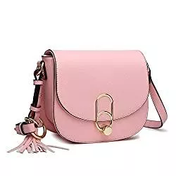 Miss Lulu Taschen & Rucksäcke Miss Lulu Schultertasche Damen Umhängetasche Cross Body Bag Modern Mit Reißverschluss Quaste Urlaub Shopping (Pink)