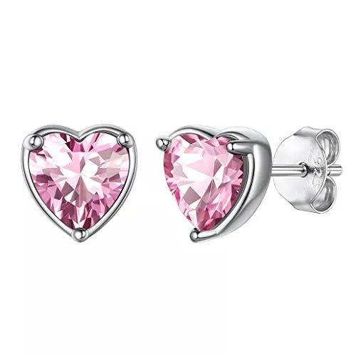 Silvora Schmuck Silvora Zirkonia Ohrringe 12 Monate Geburtsstein Zirkonia Damen Ohrstecker Mehrfarbig Zirkonia Damen Herz Ohrringe