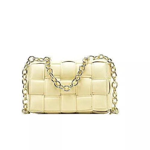 BeedooDoobee Taschen & Rucksäcke Modische gewebte Schultertaschen für Damen, gesteppt, kleine Größe, Handtasche, dicke Kette, gesteppte Geldbörsen, Abendtasche