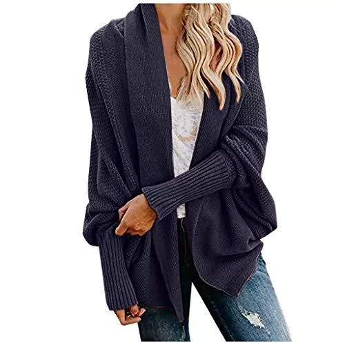 FunAloe Strickjacken Cardigan Damen Lang Strickmantel Strickjacke Sweater Elegant Manschette Langarm Sweatshirt Langen Mantel Jacke Tops Outwear Casual Offen Pulllover Damen Herbst Winter Outing Stil