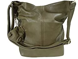 Unbekannt Taschen & Rucksäcke G&amp;T Elli T20G große Tasche, Schultertasche in 7 Farben incl. Kleiner Münzbörse 35x34x16 (Taupe Khaki)