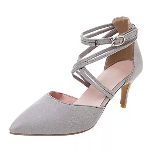 MISSUIT High Heels MISSUIT Damen Ankle Strap High Heels Stiletto Spitze Pumps mit Riemchen und Pfennigabsatz Schuhe