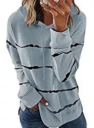 CNFUFEN Kapuzenpullover CNFUFEN Damen Color Block Lace Triple Hoodies Streifen Pullover Langarm Tops