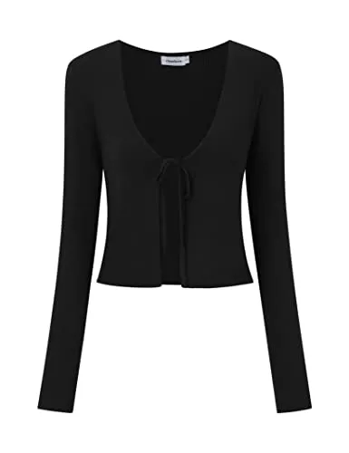 Clearlove Strickjacken Clearlove Damen Bolero Kurze Langarm Strickjacke schrug Cardigan（Verpackung MEHRWEG）