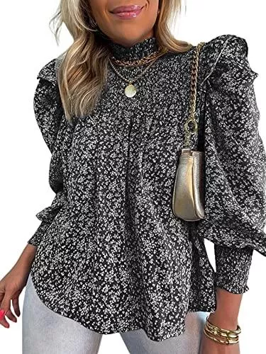 Celmia Langarmblusen Celmia Langarmshirt Winter Blusen &amp; Tuniken für Damen Oberteile Elegant Bluse Damen Herbst Casual T-Shirt