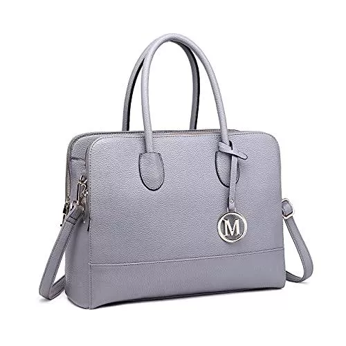 Miss Lulu Taschen & Rucksäcke Miss LuLu Aktentasche Handtasche Laptoptasche Arbeitstasche Schultertasche Messenger Bag Retro Elegant Damen (LT1726-Grau)