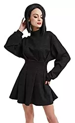 MEOWCOS.COM Freizeit MEOWCOS.COM Gothic Dark Kleid Damen Langen Ärmeln Kariertes A Linien Kleid