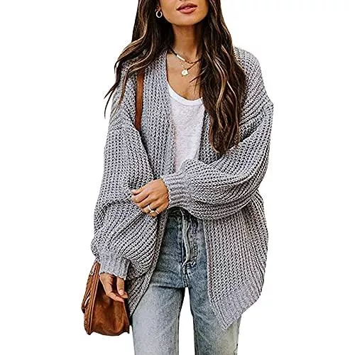 Vertvie Strickjacken Vertvie Damen Strickjacke lässige Bequem Cardigan Langarm Sweater Elegante Chunky Knit Sweaterjacke Strickmantel Vorne Offen Outwear Freizeitjacke