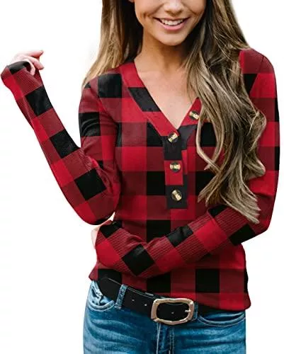 BesserBay Langarmshirts BesserBay Feiner Basic Pullover Damen V Ausschnitt Langarmshirt V Neck mit Motiv Sweatshirt S-XXL