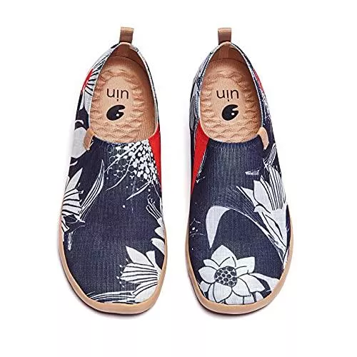 UIN Flache Schuhe UIN Lily in Dark Damen Painted Slip On Schuhe Lässiger Reiseschuhe Segelschuhe Leicht Loafer Schuhe