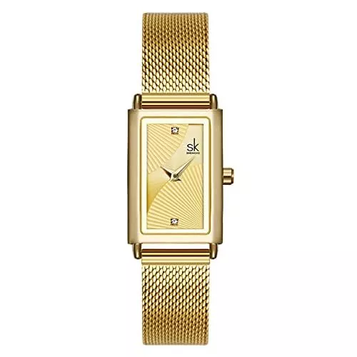 CNMMM Uhren CNMMM Unisex Quarz Armbanduhr Herren Uhren Damen Armbanduhren Analog Quarz Edelstahl Wasserdicht Mesh Ultradünne Business Einfache Rechteckiges Sektor-Zifferblatt Uhr