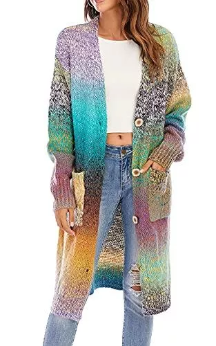 CGYY Strickjacken CGYY Strickjacke Damen Lang Grobstrick Strick Cardigan Pullover Casual Open Front Knitwear Offene Strickjacke Tops