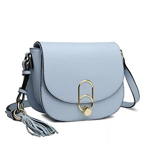 Miss Lulu Taschen & Rucksäcke Miss Lulu Schultertasche Damen Umhängetasche Cross Body Bag Modern Mit Reißverschluss Quaste Urlaub Shopping (Blau)