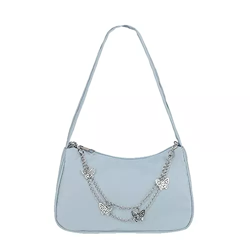 ARVALOLET Taschen & Rucksäcke ARVALOLET Y2k Bag，Umhängetaschen, Geldbörsen unter den Armen,Handtaschen, Candy Farbe Nylon Umhängetasche Lady Schmetterling Kette Design Handtasche Achsel Tasche (Nylon Schmetterling)